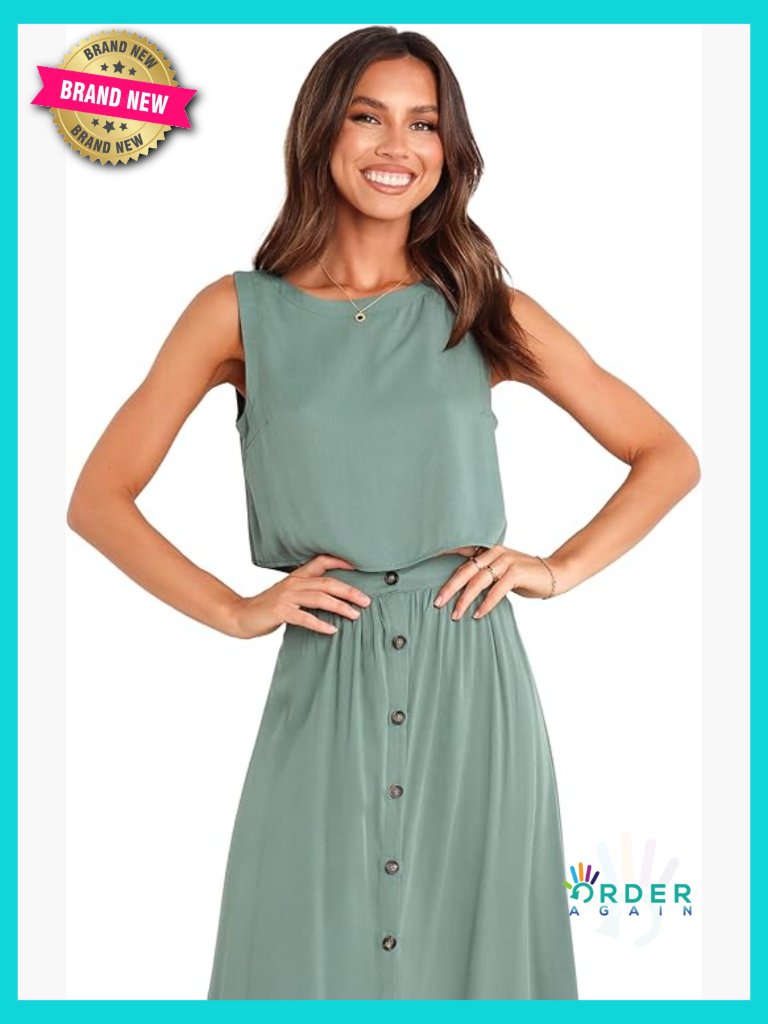 Cropped Sleeveless Tank Top Relaxed Fit Open Back Button Detail